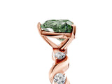 Rose gold Fancy Green Heart  Solitaire Twisted Band with Prong Setting