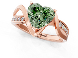 Rose gold Fancy Green Heart  Solitaire Twisted Band with Prong Setting_4