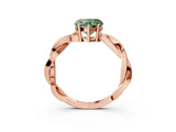 Rose gold Fancy Green Heart  Solitaire Twisted Pave Diamond Ring with Four-Prong Setting_15