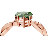 Rose gold Fancy Green Heart  Solitaire Twisted Pave Diamond Ring with Four-Prong Setting_16