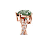 Rose gold Fancy Green Heart  Solitaire Twisted Pave Diamond Ring with Four-Prong Setting_17