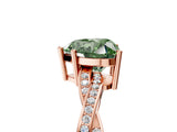 Rose gold Fancy Green Heart  Solitaire Twisted Pave Diamond Ring with Four-Prong Setting_17