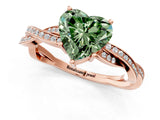 Rose gold Fancy Green Heart  Solitaire Twisted Pave Diamond Ring with Four-Prong Setting_80