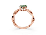 Rose gold Fancy Green Heart  Solitaire Twisted Pave Diamond Ring with Four-Prong Setting_82