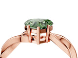 Rose gold Fancy Green Heart  Solitaire Twisted Pave Diamond Ring with Four-Prong Setting_83