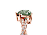 Rose gold Fancy Green Heart  Solitaire Twisted Pave Diamond Ring with Four-Prong Setting_84