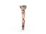Rose gold Fancy Green Heart  Solitaire Vine Band with Milgrain Prong Setting_5