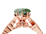 Rose gold Fancy Green Heart  Solitaire Vine Band with Milgrain Prong Setting_7