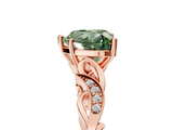 Rose gold Fancy Green Heart  Solitaire Vine Band with Milgrain Prong Setting_8
