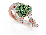 Rose gold Fancy Green Heart  Solitaire with Pavé Twist Band and Four-Prong Setting_1