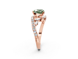 Rose gold Fancy Green Heart  Solitaire with Pavé Twist Band and Four-Prong Setting_2