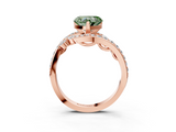 Rose gold Fancy Green Heart  Solitaire with Pavé Twist Band and Four-Prong Setting_3