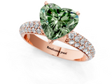 Rose gold Fancy Green Heart  Solitaire with Pave Band and Four-Prong Setting_4