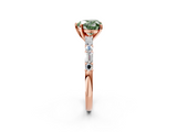Rose gold Fancy Green Heart  Solitaire with Side Baguettes and Channel Set Band_2