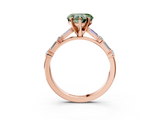 Rose gold Fancy Green Heart  Solitaire with Side Baguettes and Channel Set Band_3