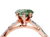 Rose gold Fancy Green Heart  Solitaire with Side Baguettes and Channel Set Band_4