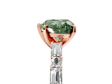 Rose gold Fancy Green Heart  Solitaire with Side Baguettes and Channel Set Band_5