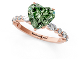 Rose gold Fancy Green Heart  Solitaire with Side Stones on a Pavé Band and Four-Prong Setting_1