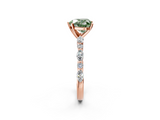 Rose gold Fancy Green Heart  Solitaire with Side Stones on a Pavé Band and Four-Prong Setting_2