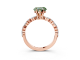 Rose gold Fancy Green Heart  Solitaire with Side Stones on a Pavé Band and Four-Prong Setting_3