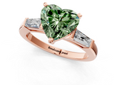Rose gold Fancy Green Heart  Solitaire with Tapered Baguette Side Stones on a Classic Band with Four-Prong Setting_1