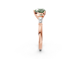 Rose gold Fancy Green Heart  Solitaire with Tapered Baguette Side Stones on a Classic Band with Four-Prong Setting_2