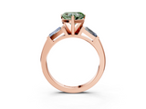 Rose gold Fancy Green Heart  Solitaire with Tapered Baguette Side Stones on a Classic Band with Four-Prong Setting_3