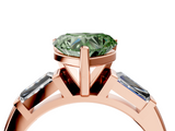 Rose gold Fancy Green Heart  Solitaire with Tapered Baguette Side Stones on a Classic Band with Four-Prong Setting_4
