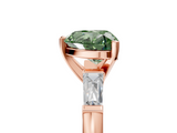 Rose gold Fancy Green Heart  Solitaire with Tapered Baguette Side Stones on a Classic Band with Four-Prong Setting_5