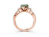 Rose gold Fancy Green Heart  Three-Stone Diamond Ring with Pavé Split Shank and Four-Prong Setting_3