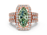 Rose gold Fancy Green Marquise -Cut Halo Diamond Ring with Split Shank and Four-Prong Setting_115