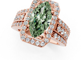 Rose gold Fancy Green Marquise -Cut Halo Diamond Ring with Split Shank and Four-Prong Setting_116