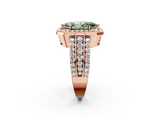 Rose gold Fancy Green Marquise -Cut Halo Diamond Ring with Split Shank and Four-Prong Setting_117