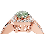 Rose gold Fancy Green Marquise -Cut Halo Diamond Ring with Split Shank and Four-Prong Setting_119