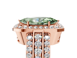 Rose gold Fancy Green Marquise -Cut Halo Diamond Ring with Split Shank and Four-Prong Setting_120