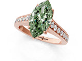 Rose gold Fancy Green Marquise  Brilliant Cut Diamond Engagement Ring with Pavé Band and Four-Prong Setting_67