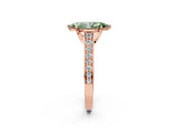 Rose gold Fancy Green Marquise  Brilliant Cut Diamond Engagement Ring with Pavé Band and Four-Prong Setting_68