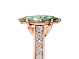 Rose gold Fancy Green Marquise  Brilliant Cut Diamond Engagement Ring with Pavé Band and Four-Prong Setting_71