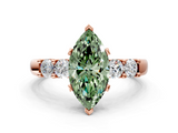 Rose gold Fancy Green Marquise  Brilliant Cut Diamond Five-Stone Prong Set Engagement Ring with Channel Band_3