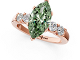 Rose gold Fancy Green Marquise  Brilliant Cut Diamond Five-Stone Prong Set Engagement Ring with Channel Band_4