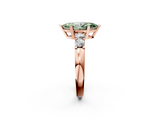 Rose gold Fancy Green Marquise  Brilliant Cut Diamond Five-Stone Prong Set Engagement Ring with Channel Band_5