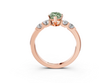 Rose gold Fancy Green Marquise  Brilliant Cut Diamond Five-Stone Prong Set Engagement Ring with Channel Band_6