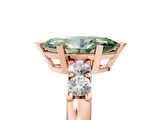 Rose gold Fancy Green Marquise  Brilliant Cut Diamond Five-Stone Prong Set Engagement Ring with Channel Band_8
