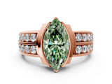 Rose gold Fancy Green Marquise  Brilliant Diamond Channel Set Wide Band Ring with Bezel Setting_20