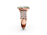 Rose gold Fancy Green Marquise  Brilliant Diamond Channel Set Wide Band Ring with Bezel Setting_22