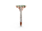 Rose gold Fancy Green Marquise  Brilliant Diamond Solitaire with Pavé Band and Four-Prong Setting 3