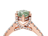 Rose gold Fancy Green Marquise  Brilliant Diamond Solitaire with Pavé Band and Four-Prong Setting 5