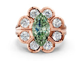 Rose gold Fancy Green Marquise  Brilliant Flower Halo Diamond Split Shank Ring_27