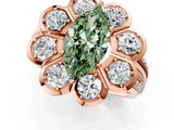 Rose gold Fancy Green Marquise  Brilliant Flower Halo Diamond Split Shank Ring_28