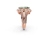 Rose gold Fancy Green Marquise  Brilliant Flower Halo Diamond Split Shank Ring_29